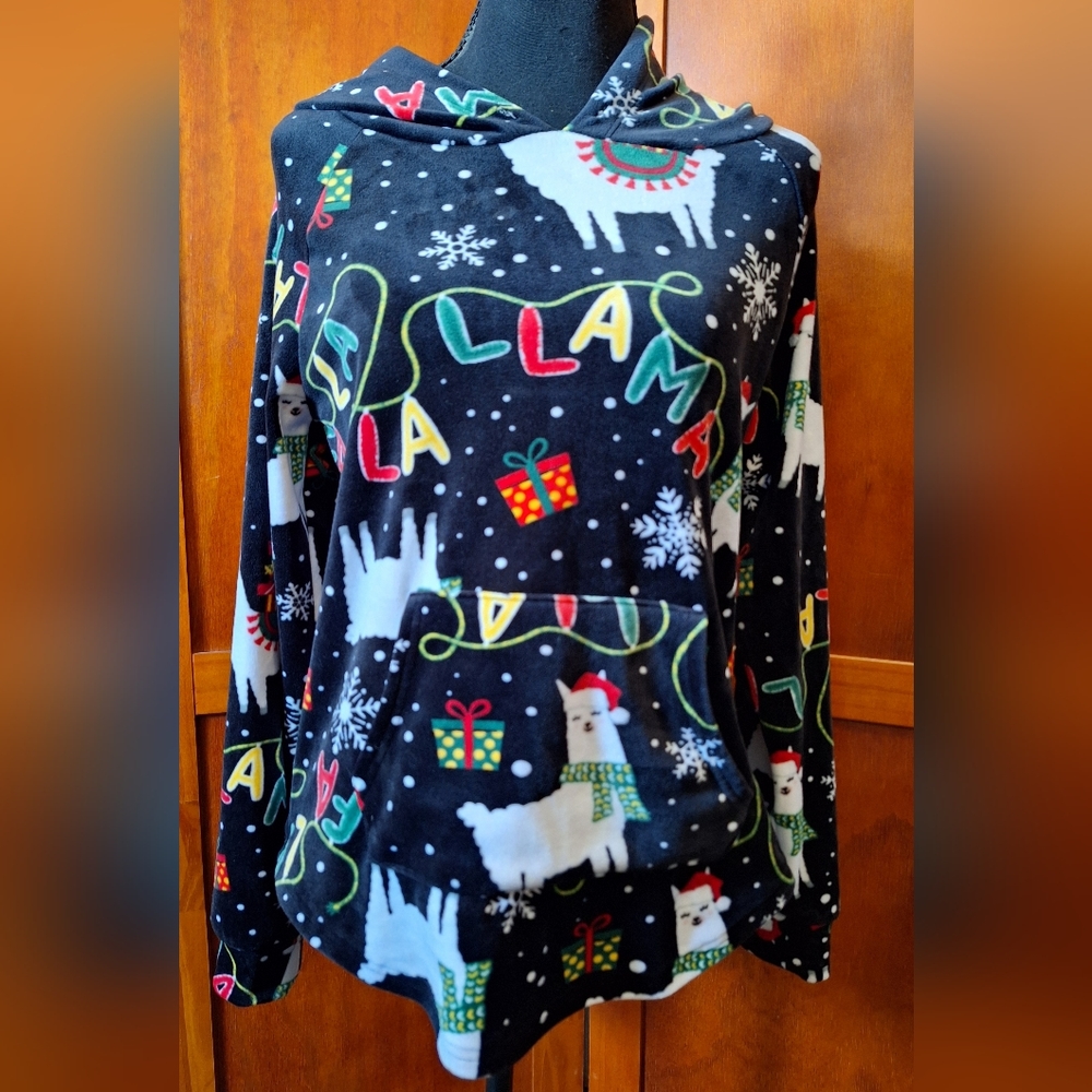 🦙NO BOUNDARIES plush hoodie with kangaroo pocket. Size L (11-13